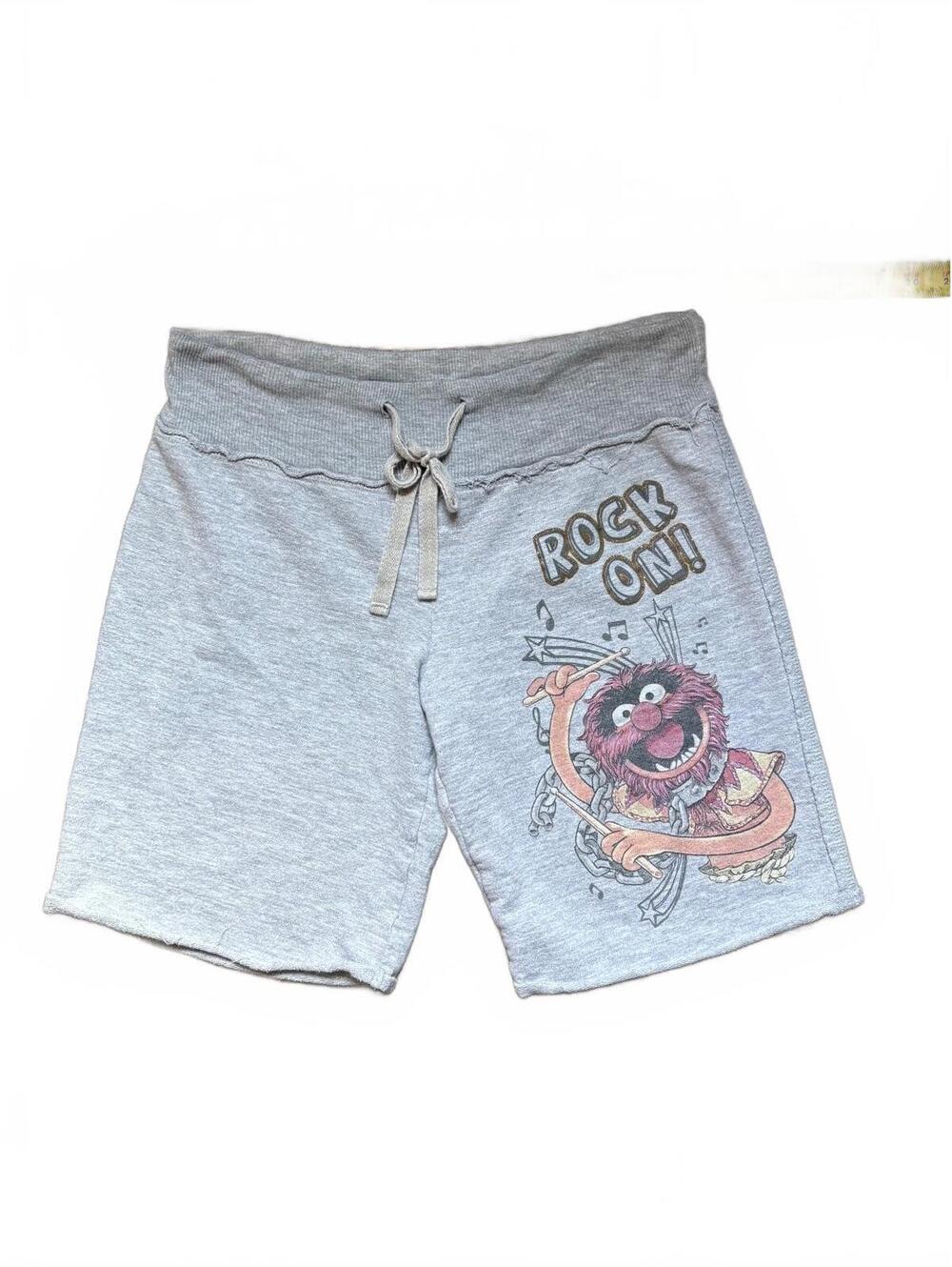 Vintage 2008 Muppets Animal Sweat Shorts Junior M 7/9 Y2K Rock On Raw Hem